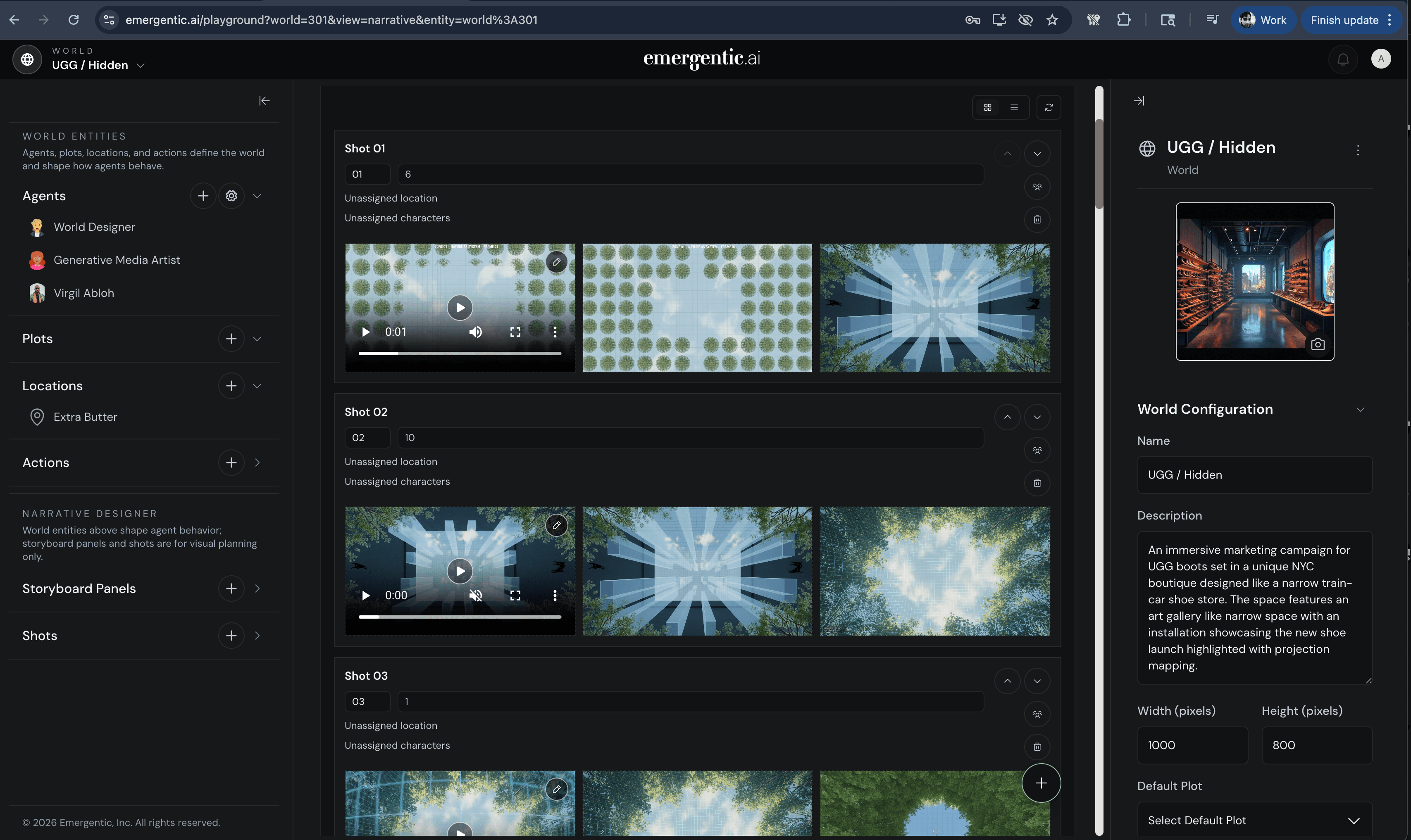 Storyboards, shot planning, and review materials
