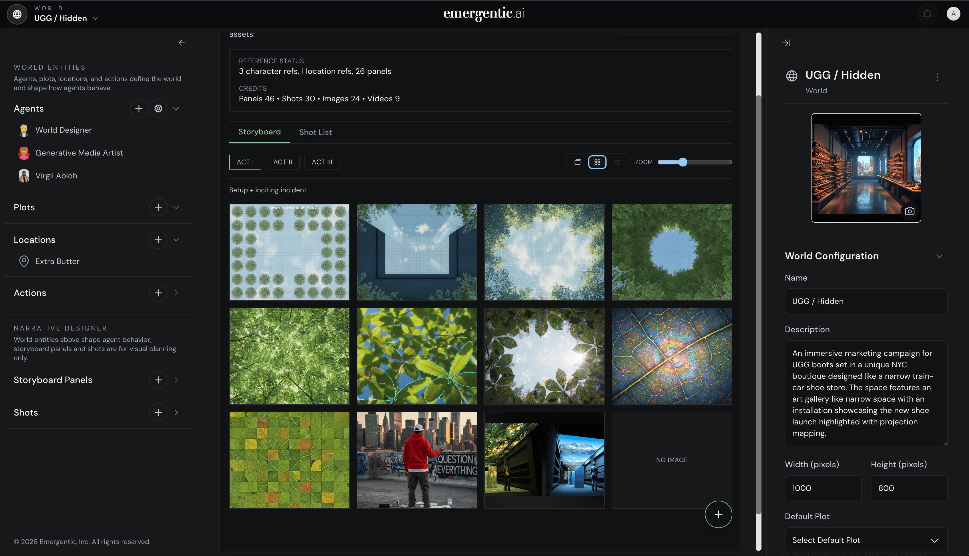 Storyboard and shot planning interface