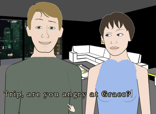 Grace and Trip respond to the player in Façade